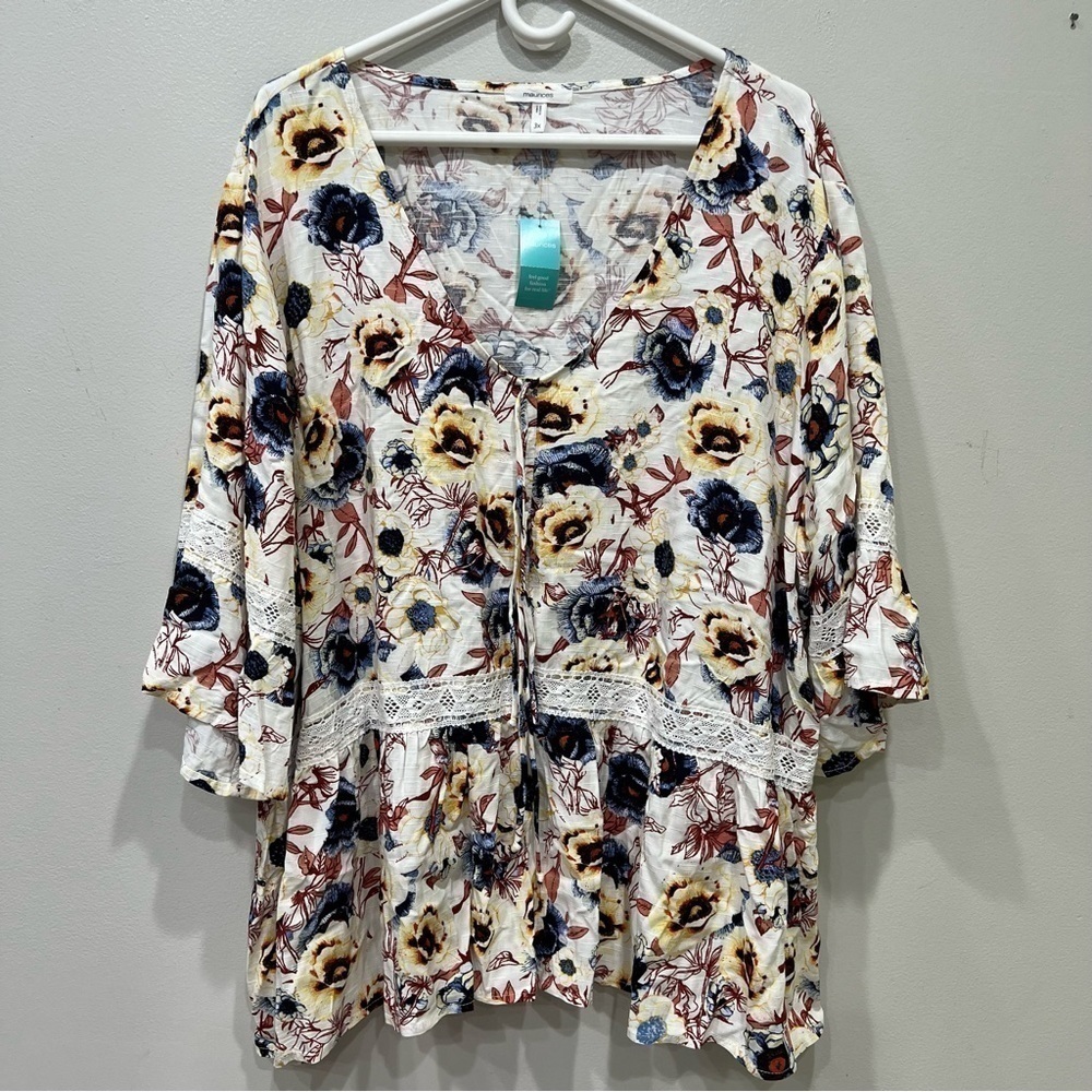 Maurices Tie Front Floral Top Women’s Plus Size 3X NEW